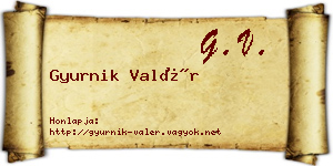 Gyurnik Valér névjegykártya